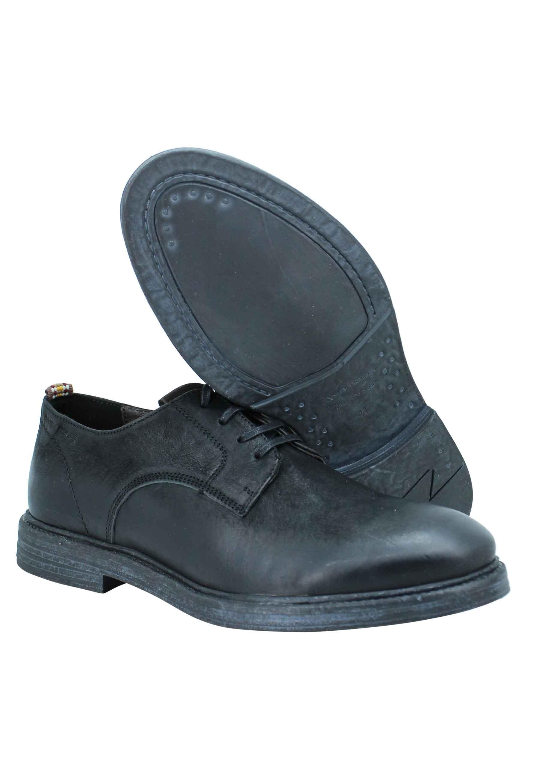 Stringata uomo in pelle nera suola in gomma e sottopiede memory foam 11071 001 Ambitious 