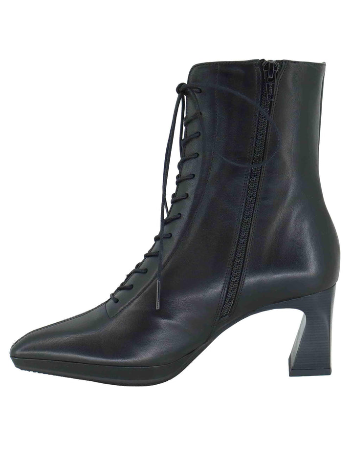 Stivaletti stringati donna in pelle nera con tacco alto HI254379 C001 Hispanitas 