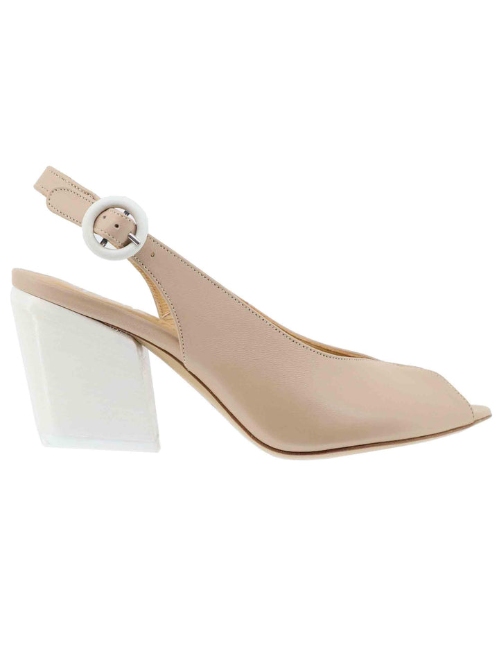 Slingback donna in pelle beige con tacco alto SP819 016 Spatarella 