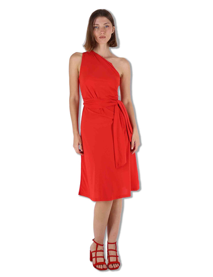 Abiti donna Soft in jersey rosso monospalla con fusciacca JF671570210 30000 Maliparmi 