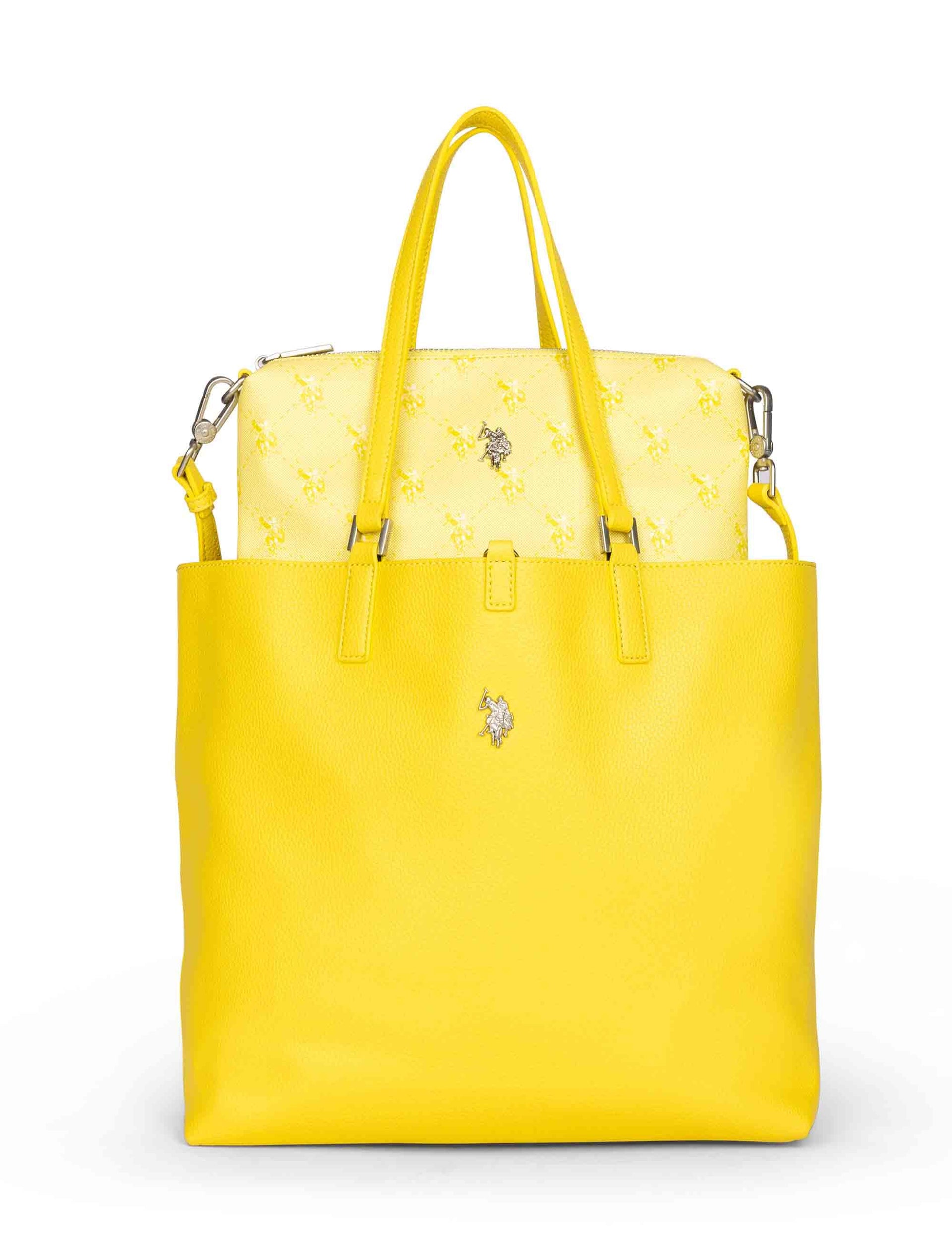 Borse shopper donna Malibu in eco pelle gialla con doppi manici BIUM16294WV P307 U.S. Polo Assn. 