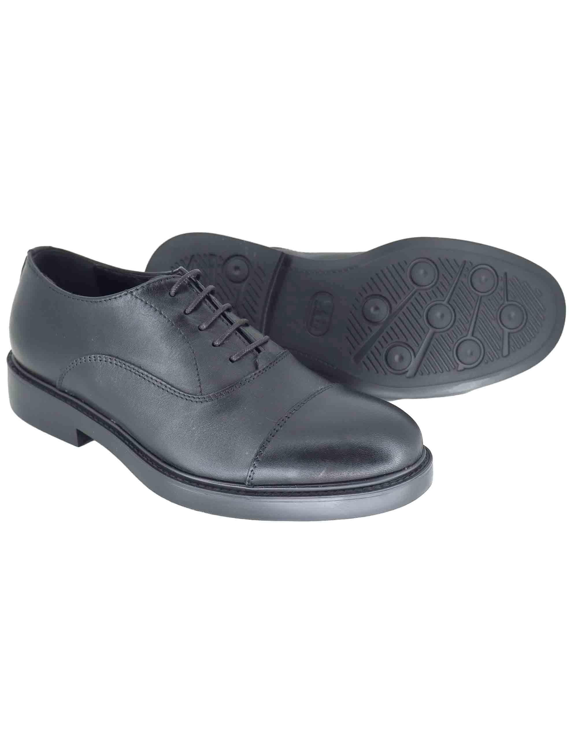 Stringate uomo in pelle nera con suola in gomma SPDU8040 029 Spatarella 