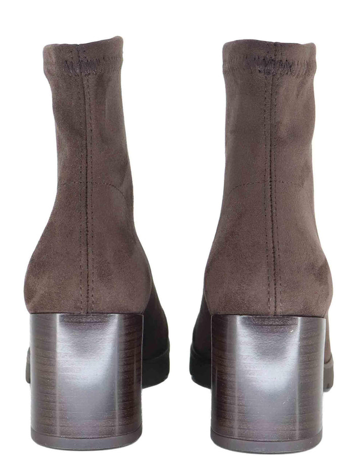 Stivaletti donna in tessuto elasticizzato marrone con tacco e plateau 78174-AE 44 Miss Elastic 