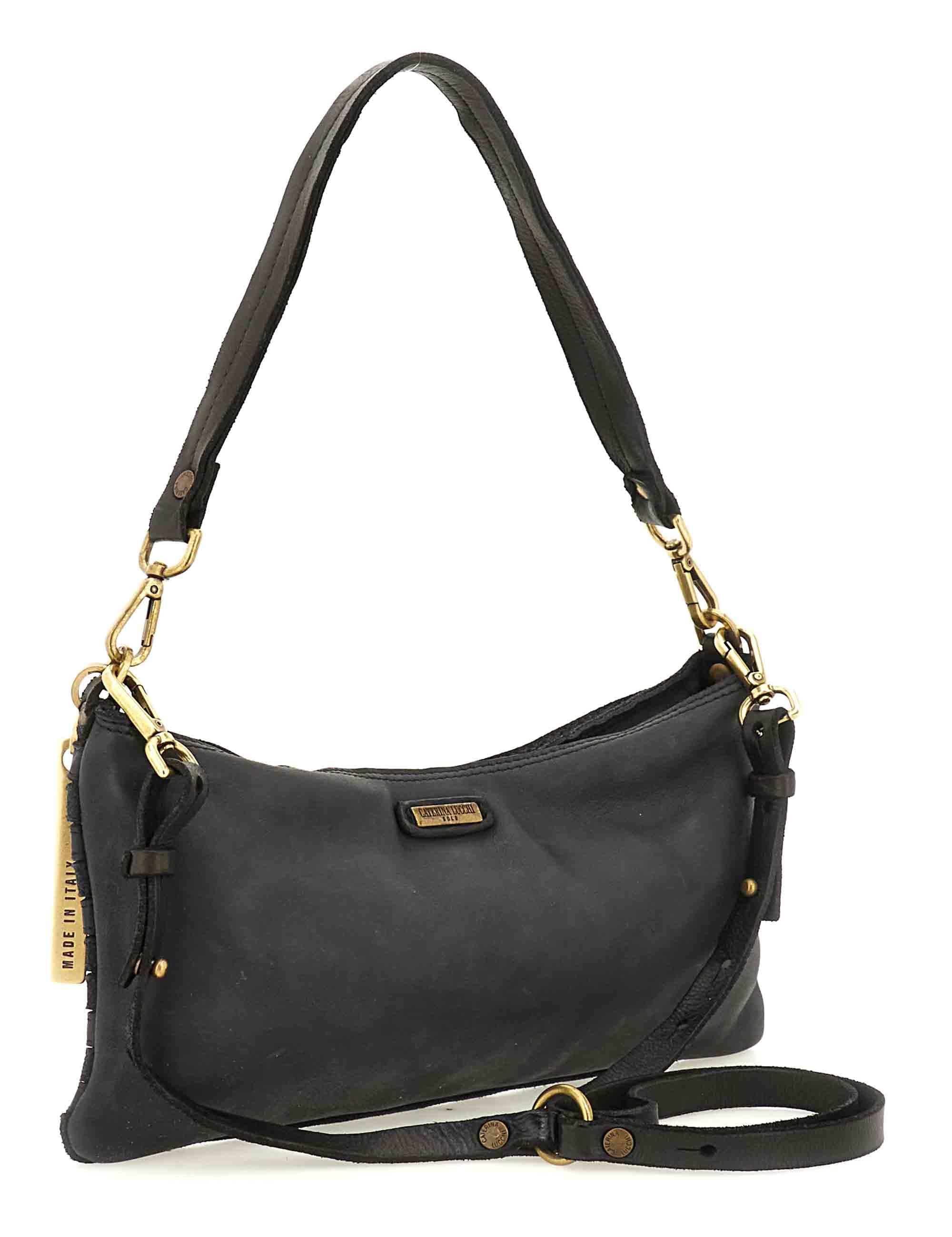 Borse a spalla Nora in pelle e camoscio nero multiriga Donna L012960ND X2917 C0001