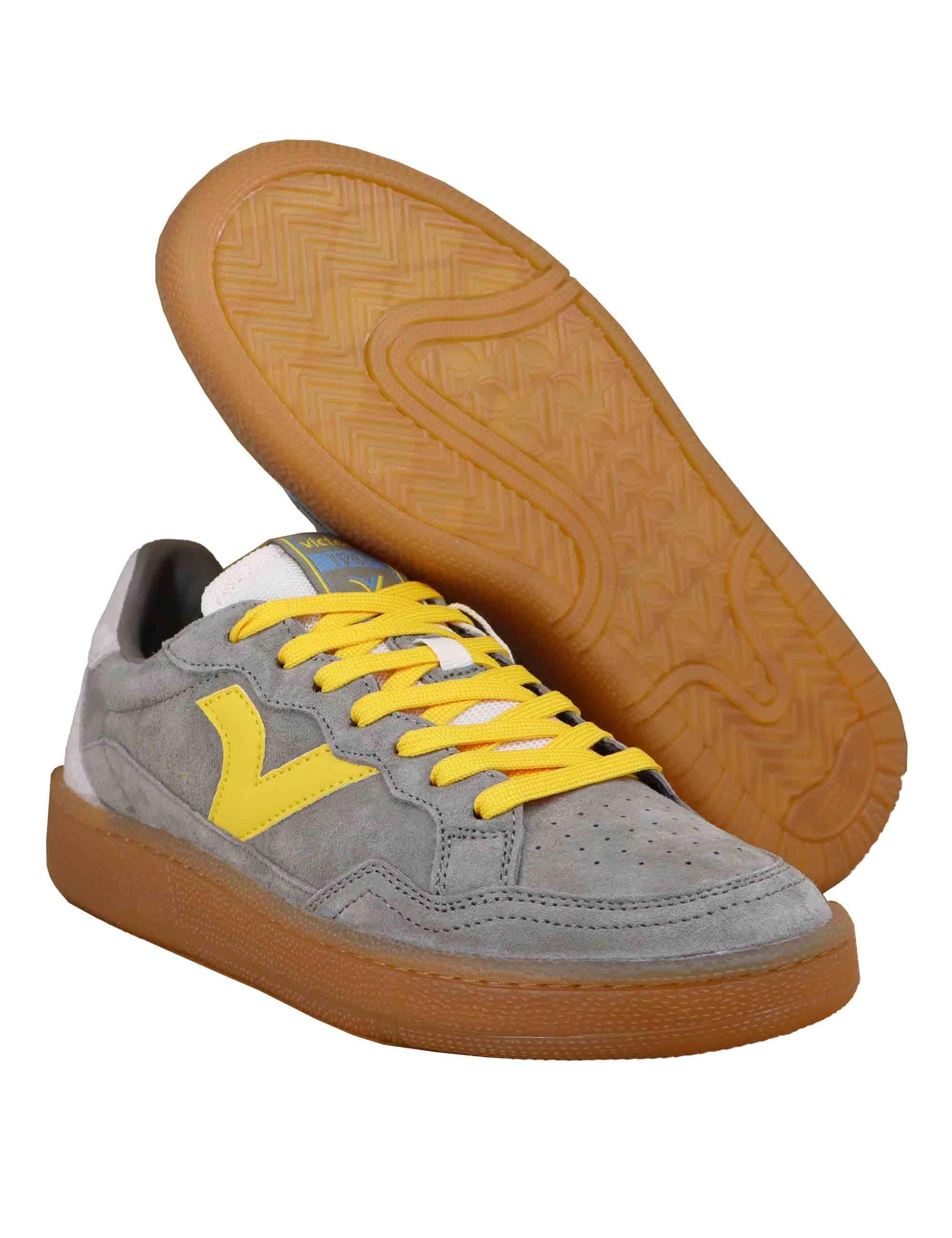 Sneakers uomo in camoscio verde con ripoti in contrasto 8806107 Kaki Victoria 