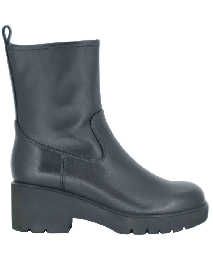 Stivaletti donna in pelle nera con suola in gomma JAVITO STT BLACK Unisa 