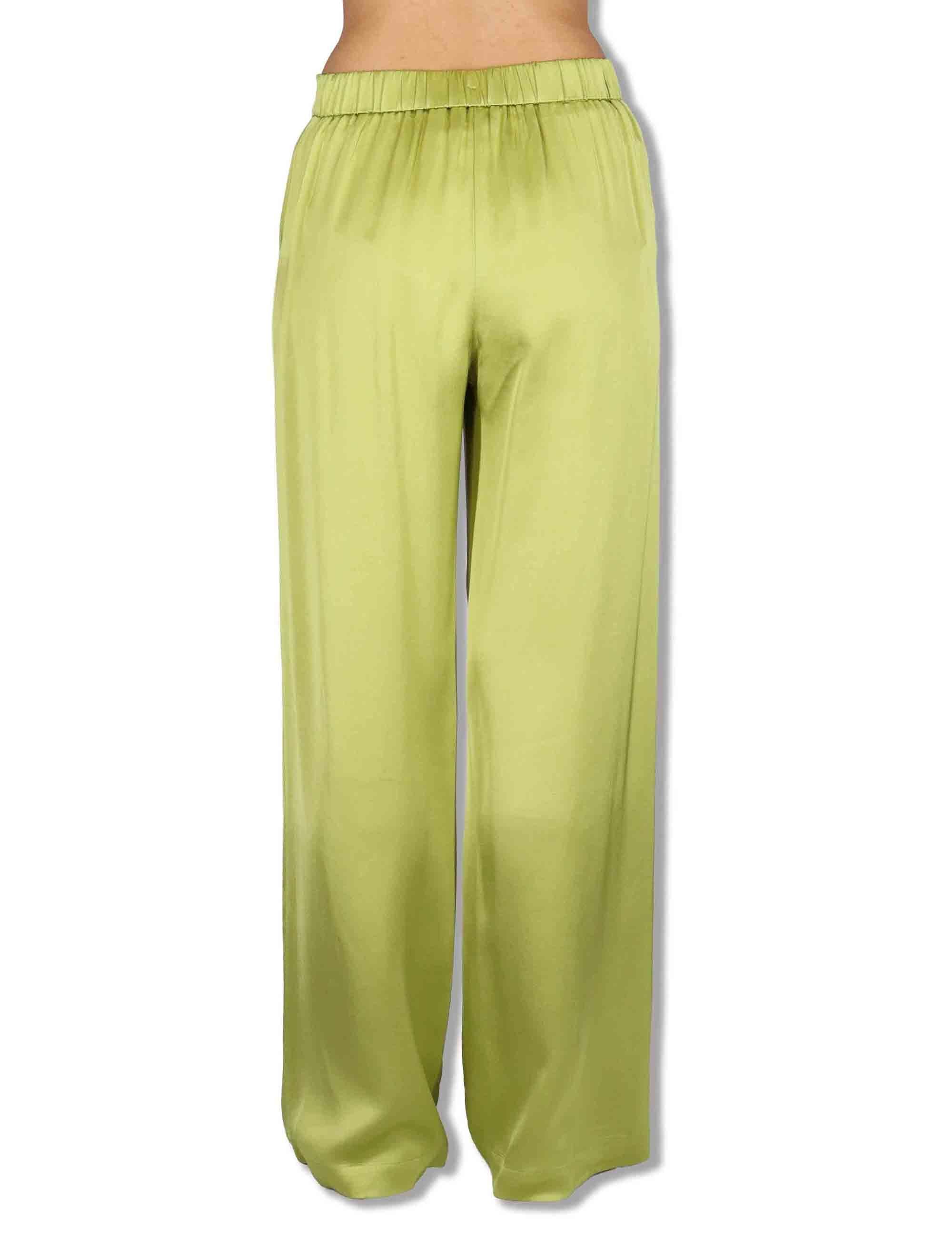 Pantaloni donna Shiny Cady in viscosa verde con gamba larga JH807550631 60109 Maliparmi 