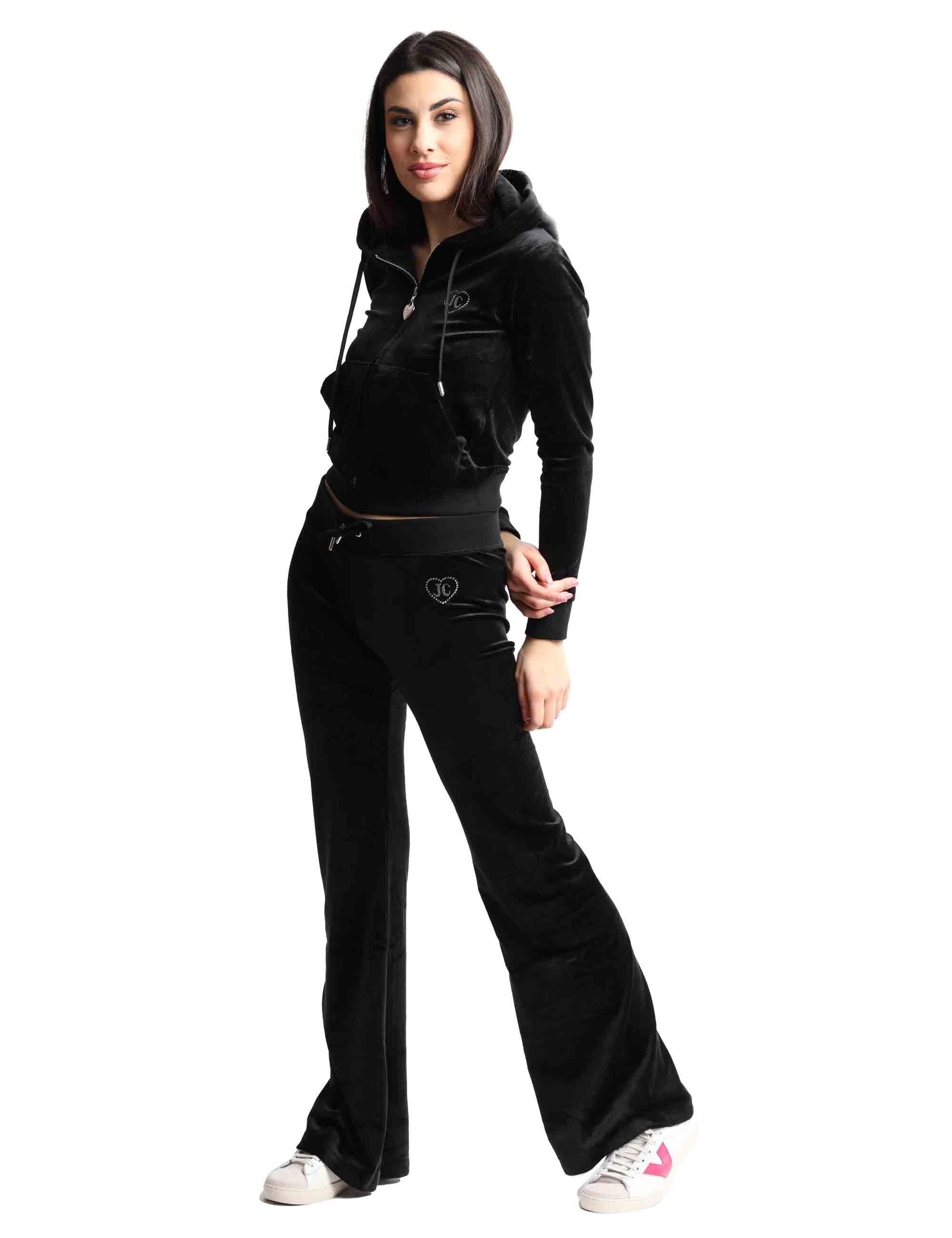 Felpe donna Rodeo Robertson in tessuto nero con cappuccio e zip VEJB70312WPF J00 Juicy Couture 