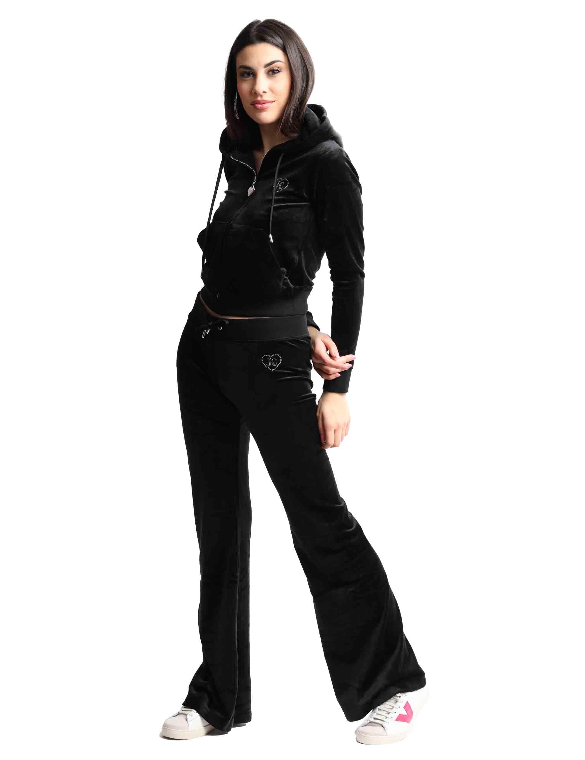 Felpe donna Rodeo Robertson in tessuto nero con cappuccio e zip VEJB70312WPF J00 Juicy Couture 