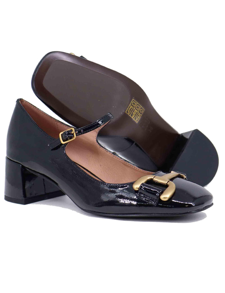 Decollete donna Noa in vernice nera con morsetto oro 575Z20VK 03 Bibi Lou 