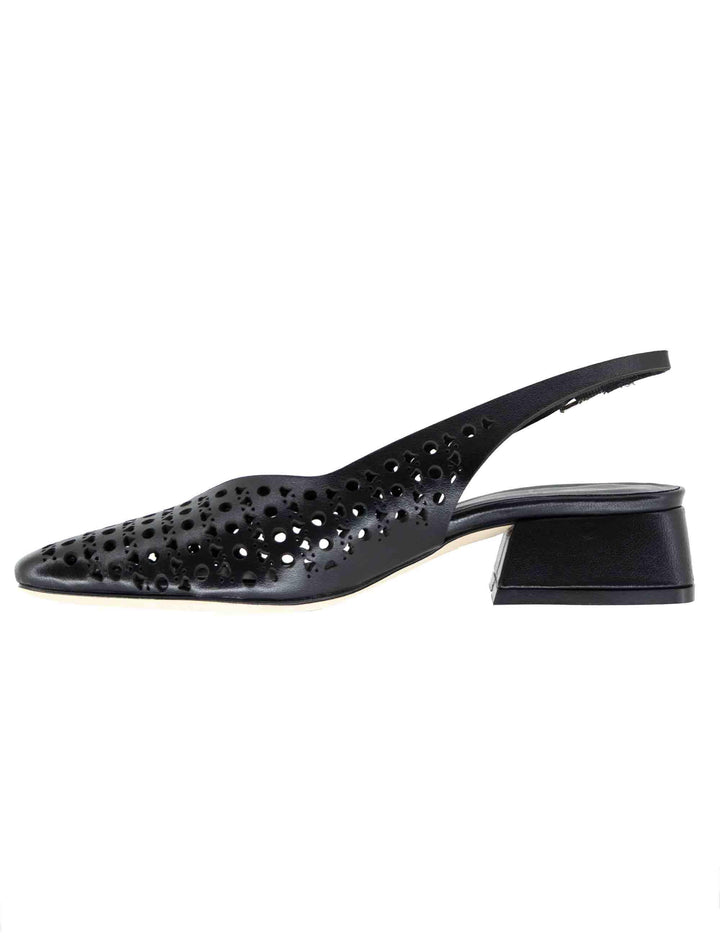 Slingback donna in pelle nera forata CH2525/G 001 L'Arianna 