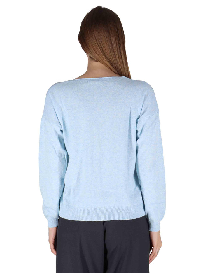 Cardigan donna  in misto cachemire celelste con scollo a V SPZ03628 009 Spatarella 