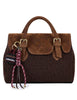 Women's SIENNA H01 bags in boucle fabric and brown suede.