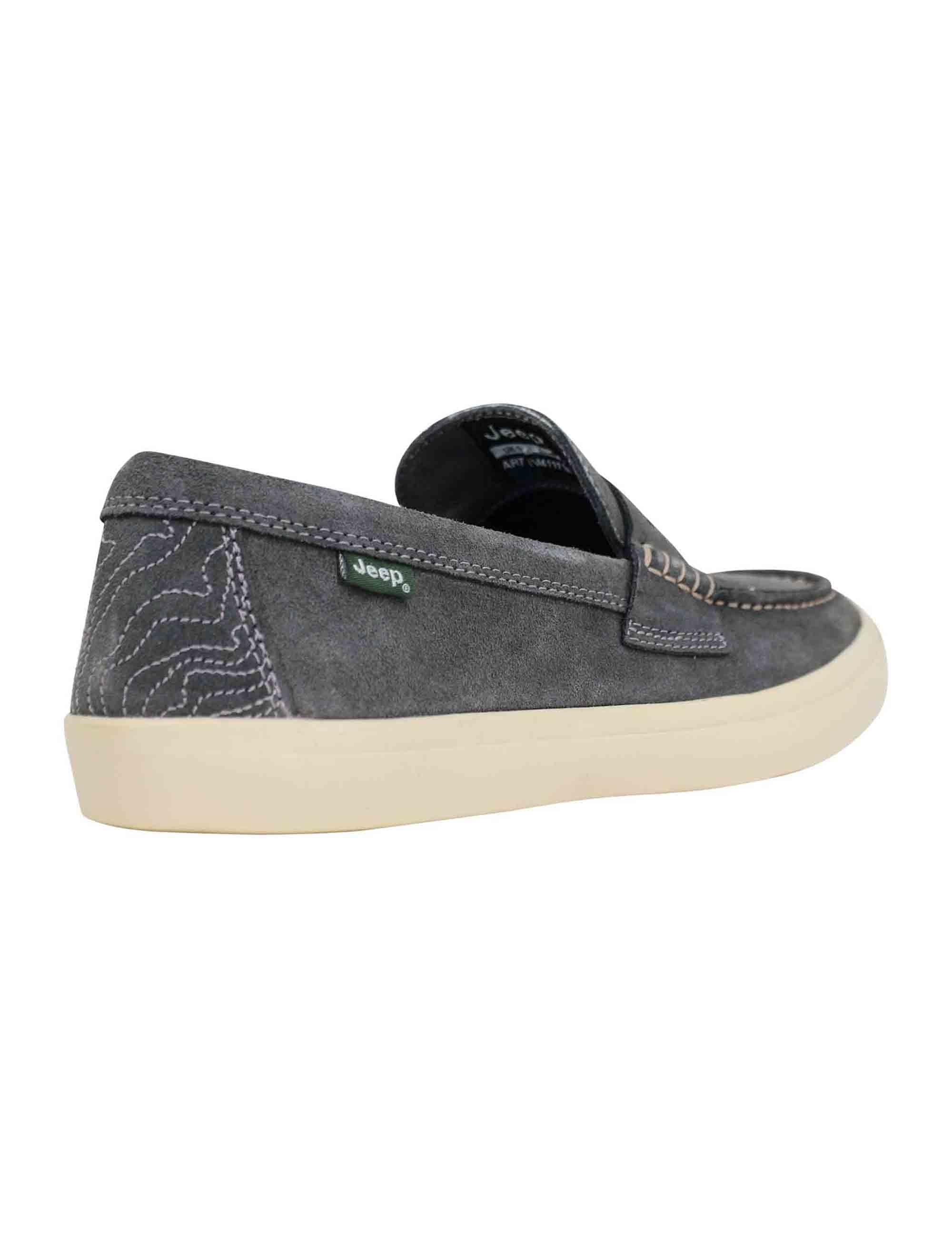 Mocassini uomo Moki Suede in camoscio grigio con suola in gomma bianca JM41111A 055 Jeep 