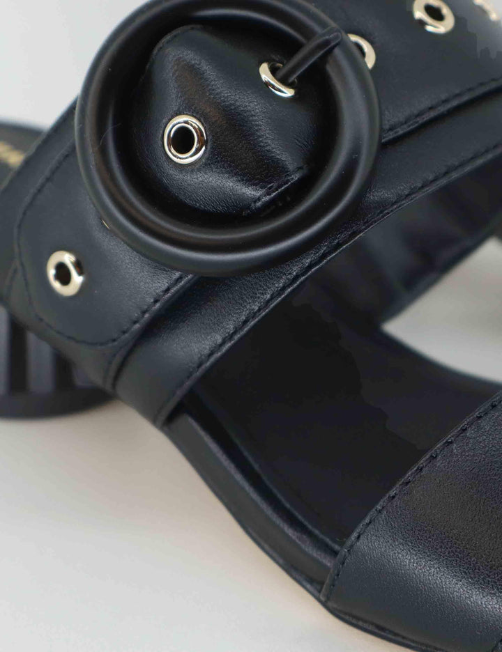 Sandali donna in pelle nera con tacco basso e fibbia BL2104X 001 Bruno Premi 