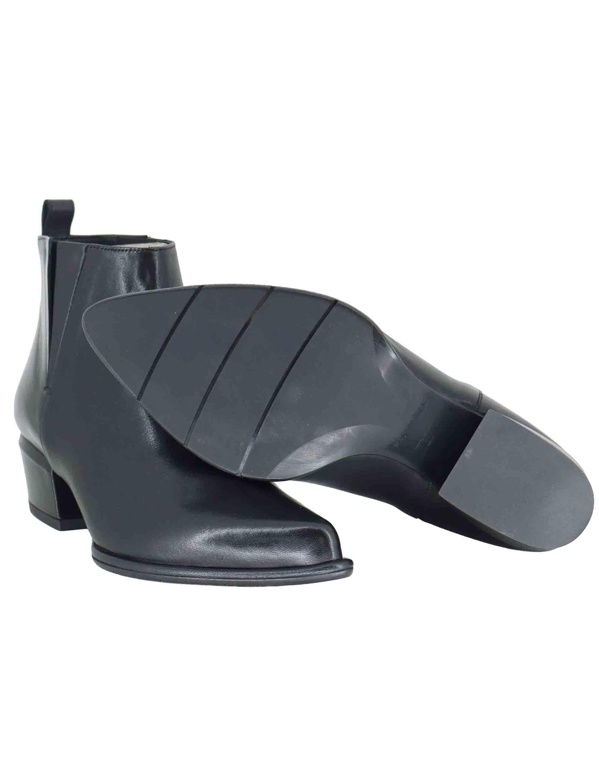 Stivaletti texani donna in pelle nera con tacco basso SP1065 001 Spatarella 