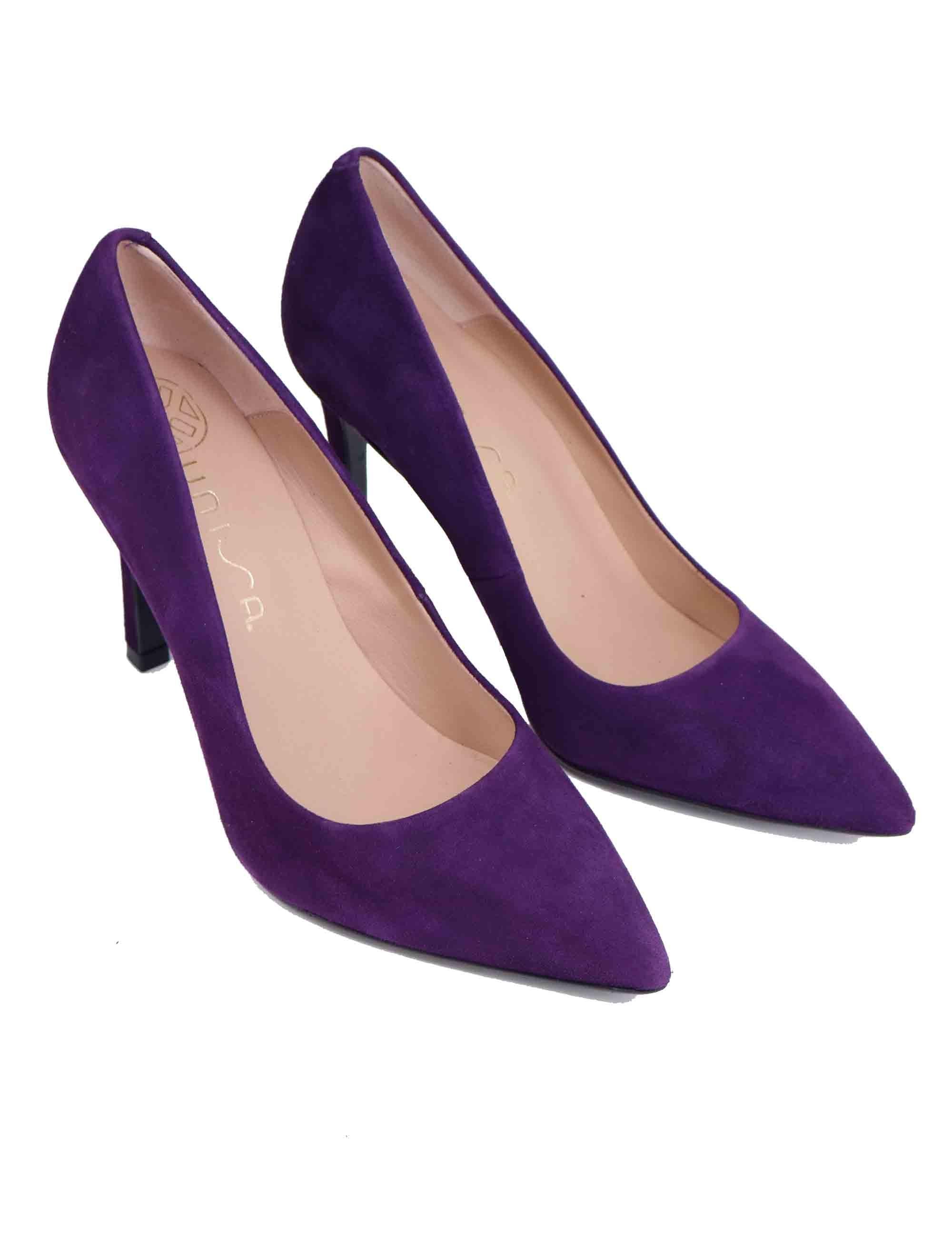 Decollete donna in camoscio viola tacco alto TOLLER KS PLUM Unisa 
