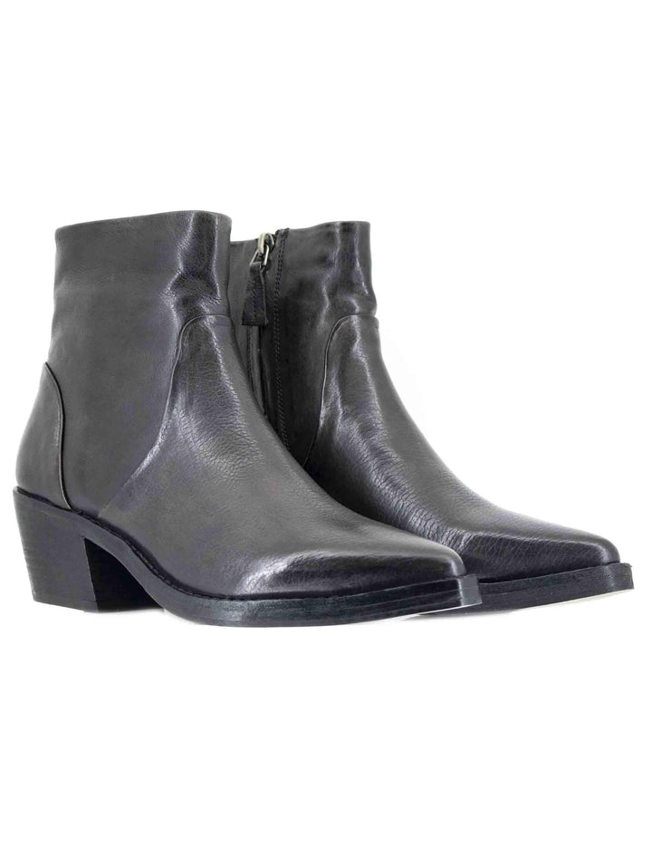 Stivaletti texani donna in pelle grigia con tacco medio 252-21-15-TA DARK GRAY ZOLFO 