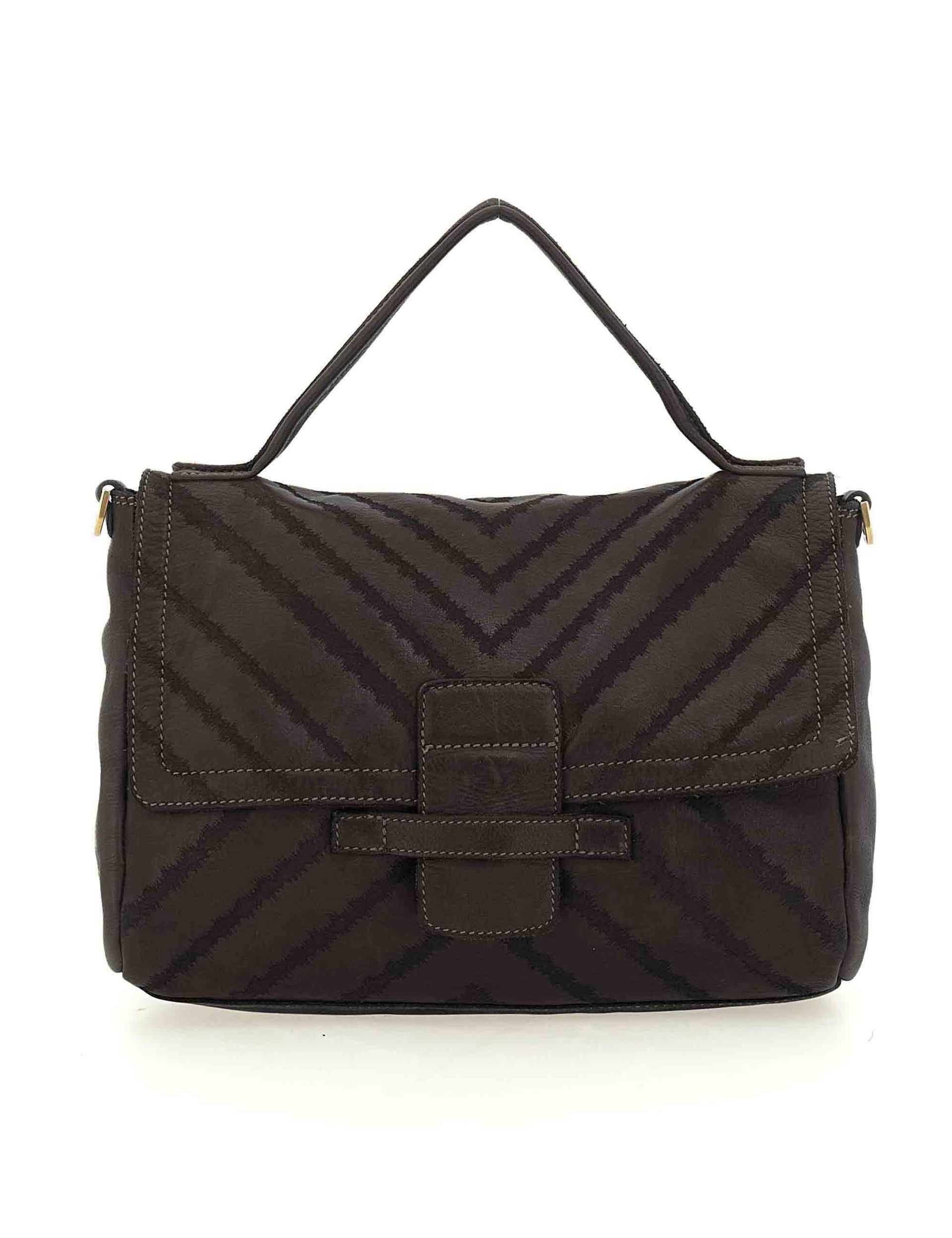 Borsa donna media a spalla Maria in pelle nera con laser tinta in capo L012840ND X2913 C0001 Caterina Lucchi 