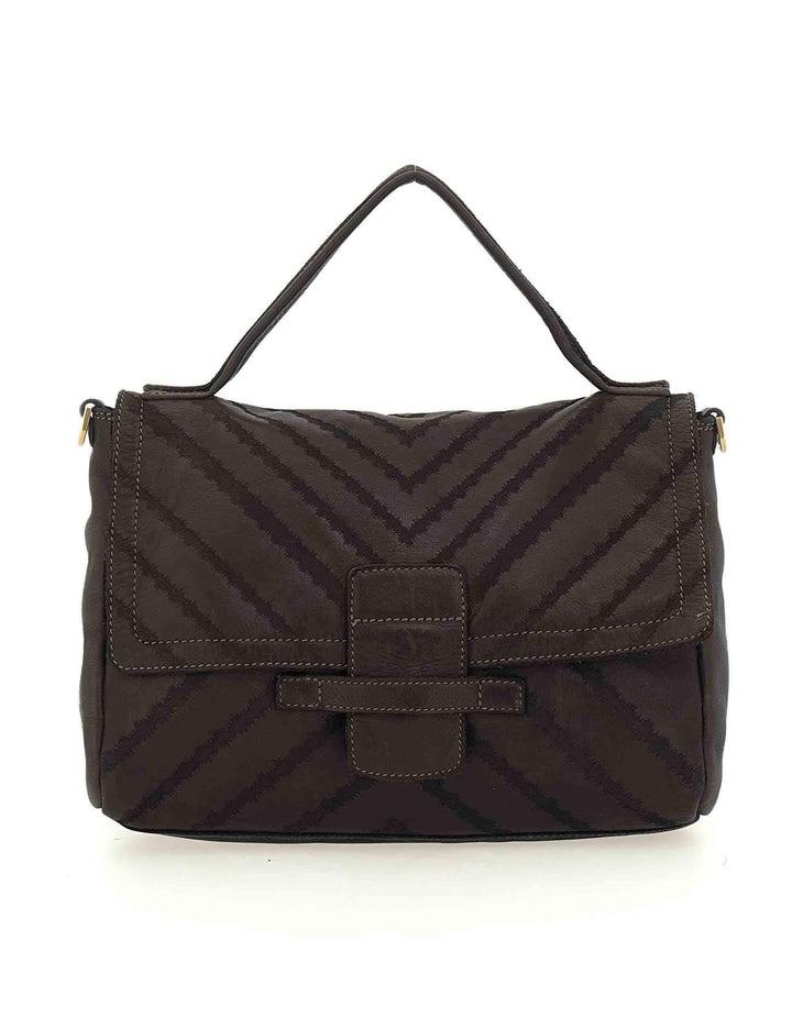 Borsa donna media a spalla Maria in pelle nera con laser tinta in capo L012840ND X2913 C0001 Caterina Lucchi 