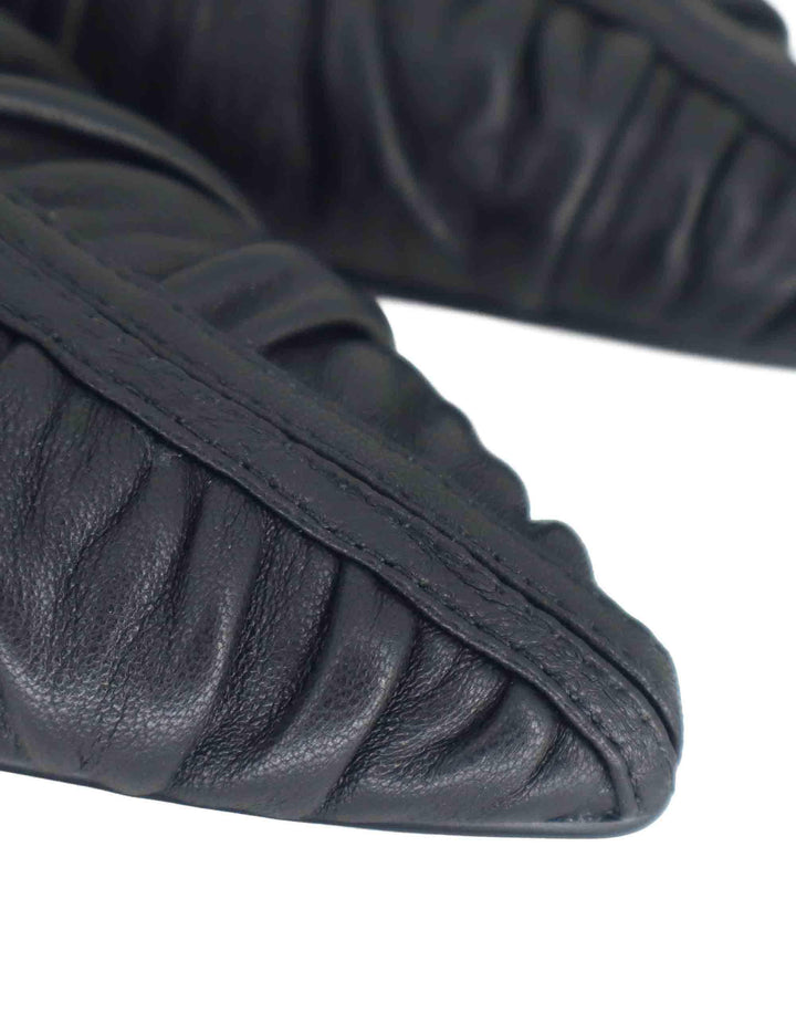 Decollete donna in pelle nera plisse con tacco basso 596Z10VK 03 Bibi Lou 