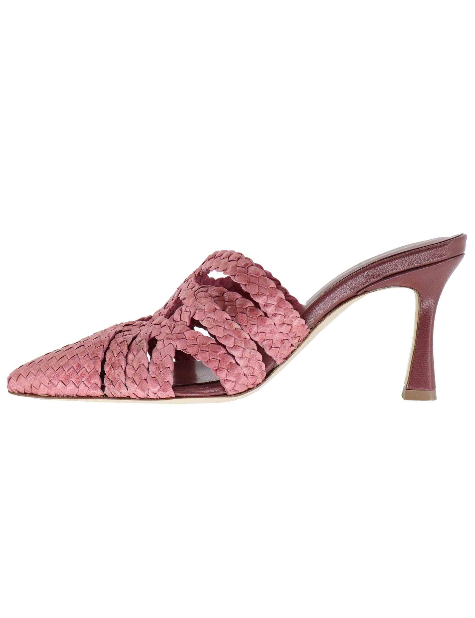 Mule donna in pelle intreciata rosa con tacco alto CH2500/RT 066 L'Arianna 