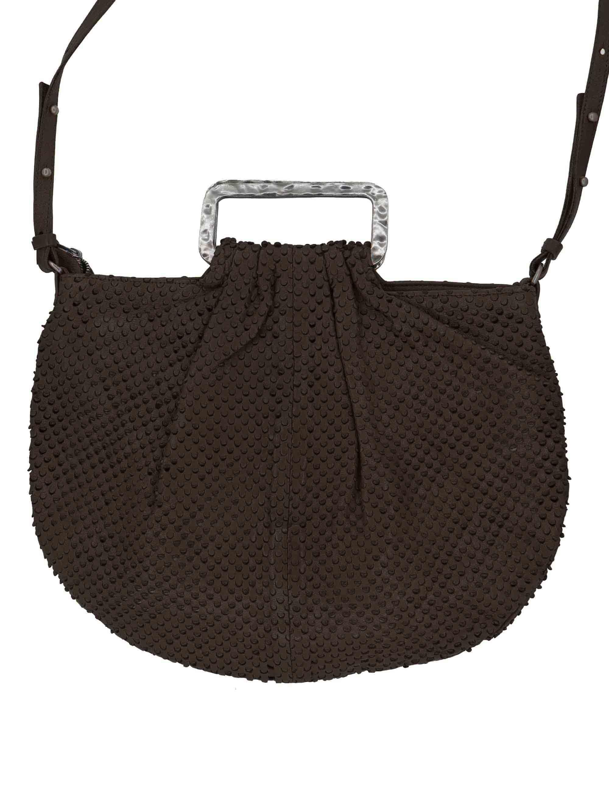 Borse donna in pelle forata nera con manico rigido e tracolla removibile RBS1003 047 Rehard 