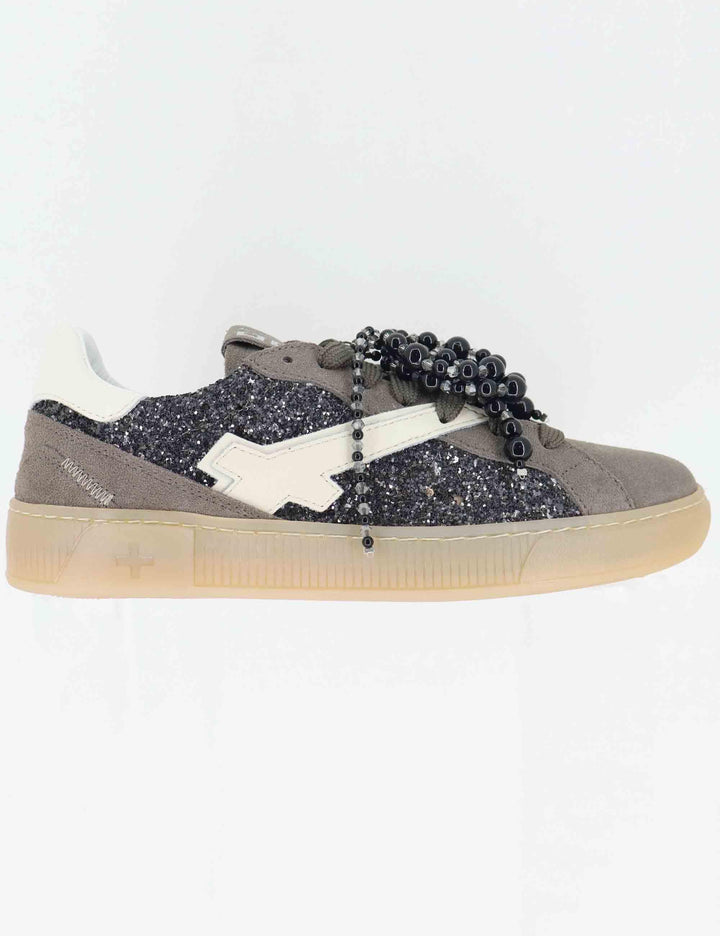 Sneakers donna in pelle e camoscio grigio con charms BLUE 44A Gio + 