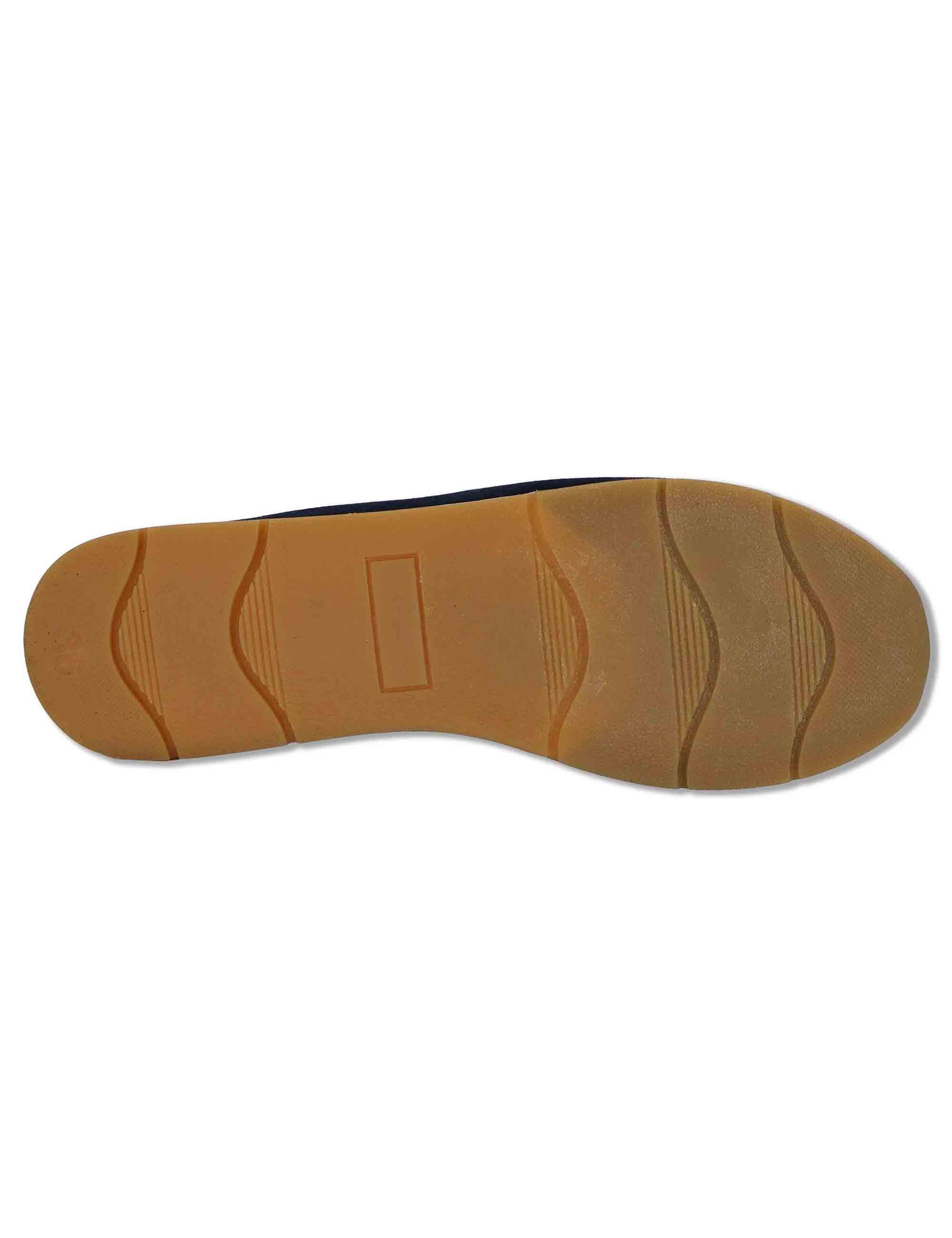 Mocassini donna in pelle blu con fiocchetti e suola bassa in gomma SP60109 002 Spatarella 