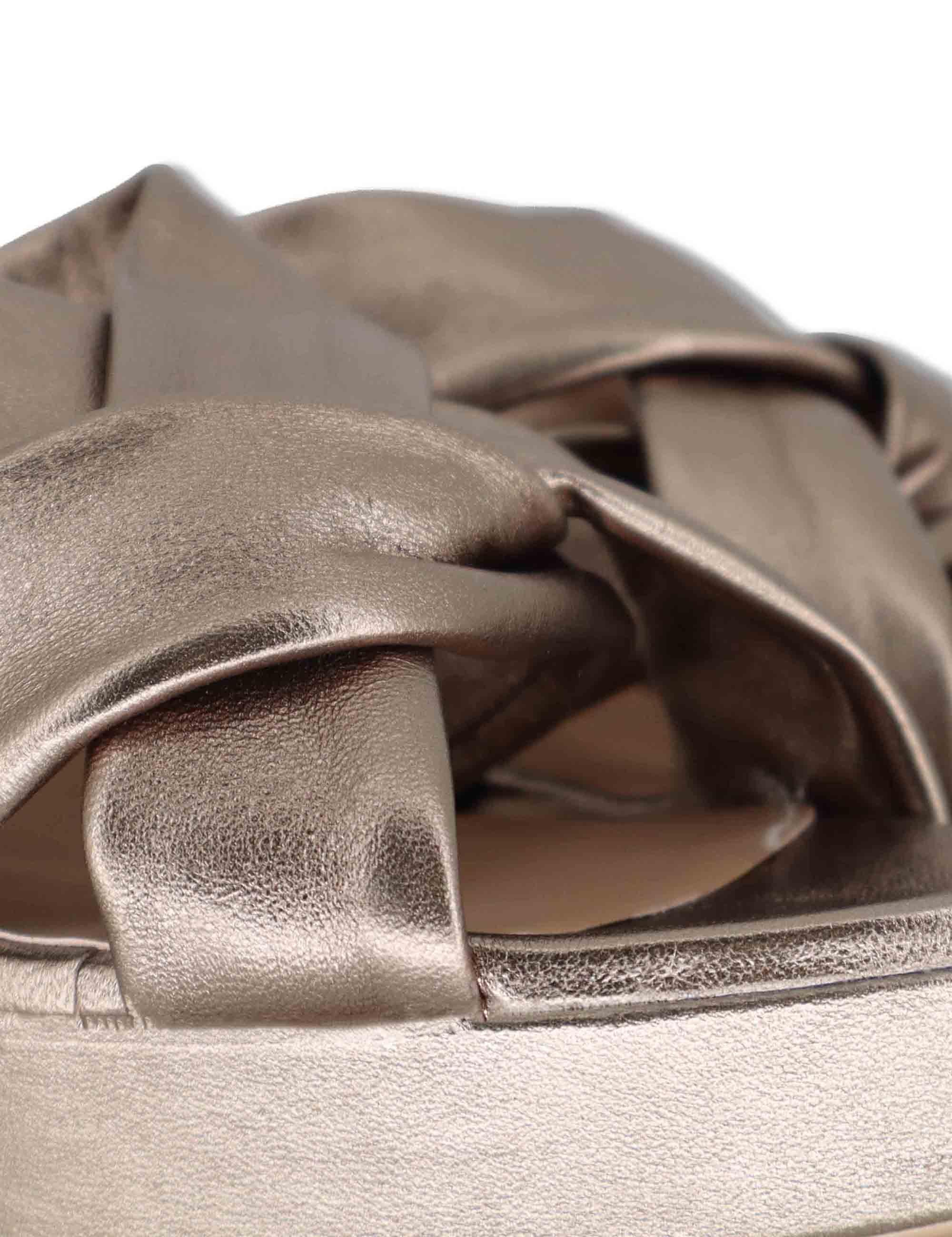 Sandali donna in pelle taupe con tacco alto e plateau OCAN LMT MUMM Unisa 