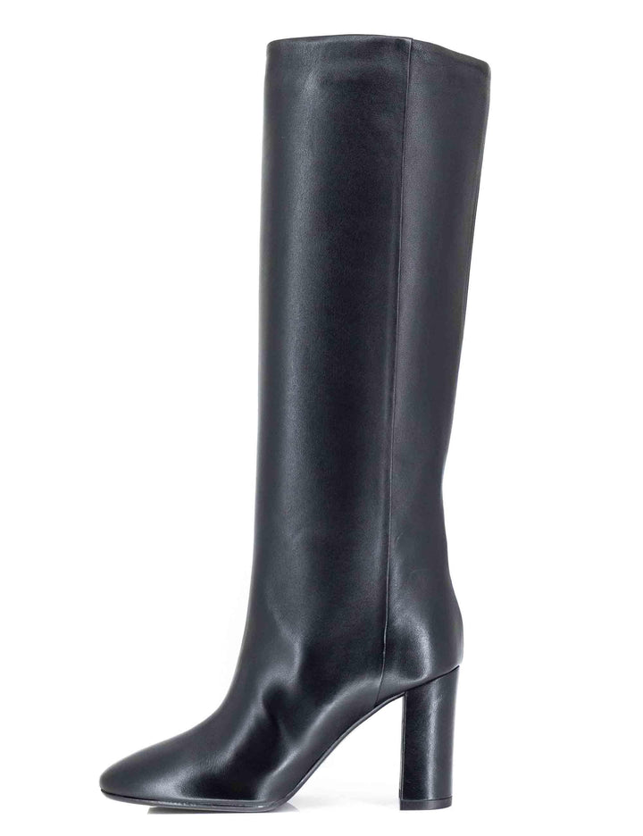 Stivali donna a tubo in pelle nera tacco alto R1346 001 Bianca Di 