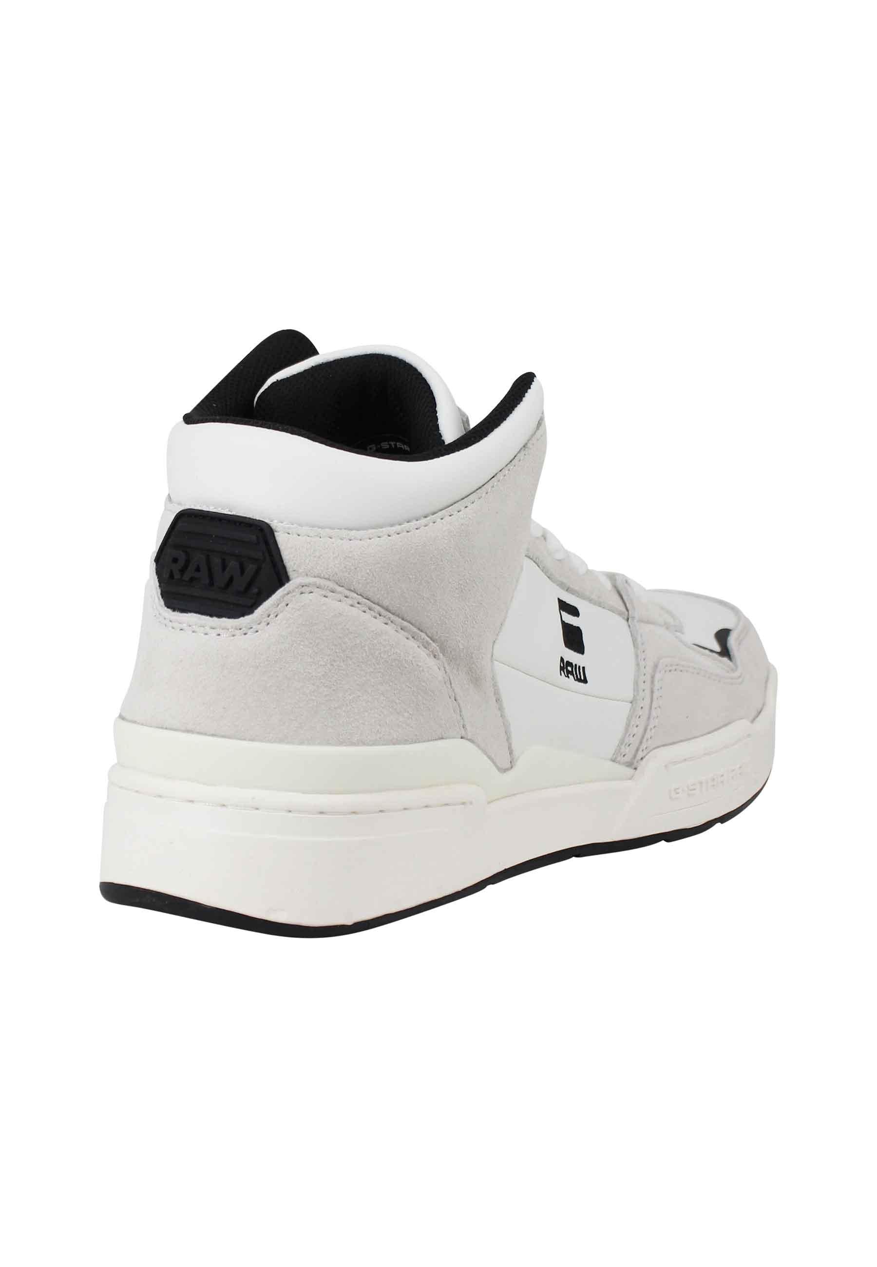 Sneakers a stivaletto uomo Attacc Mid in pelle bianca con riporti neri 2212 040711 1000 G-Star Raw 