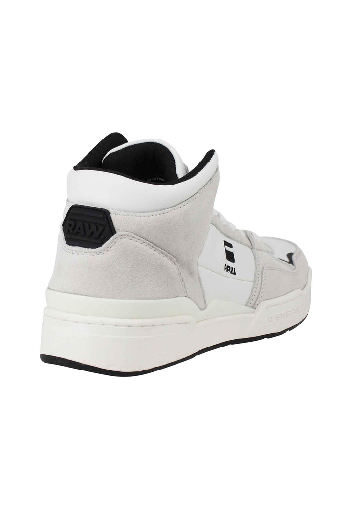 Sneakers a stivaletto uomo Attacc Mid in pelle bianca con riporti neri 2212 040711 1000 G-Star Raw 
