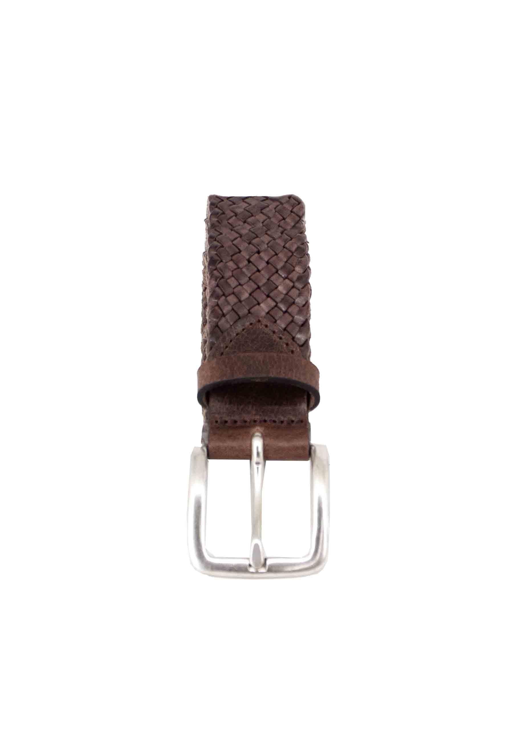Cintura uomo in pelle intrecciata testa di moro con fibbia in argento MRS238C028 C60 Minoronzoni 