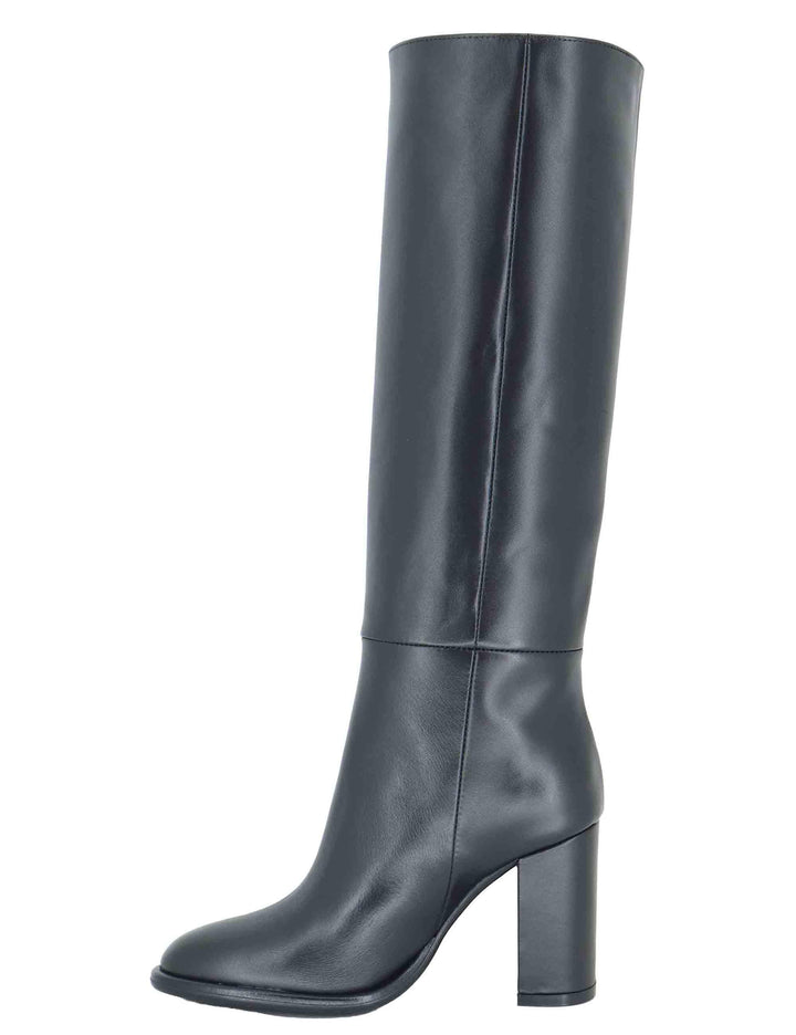 Stivali donna a tubo in pelle nera tacco alto R2461 001 Bianca Di 