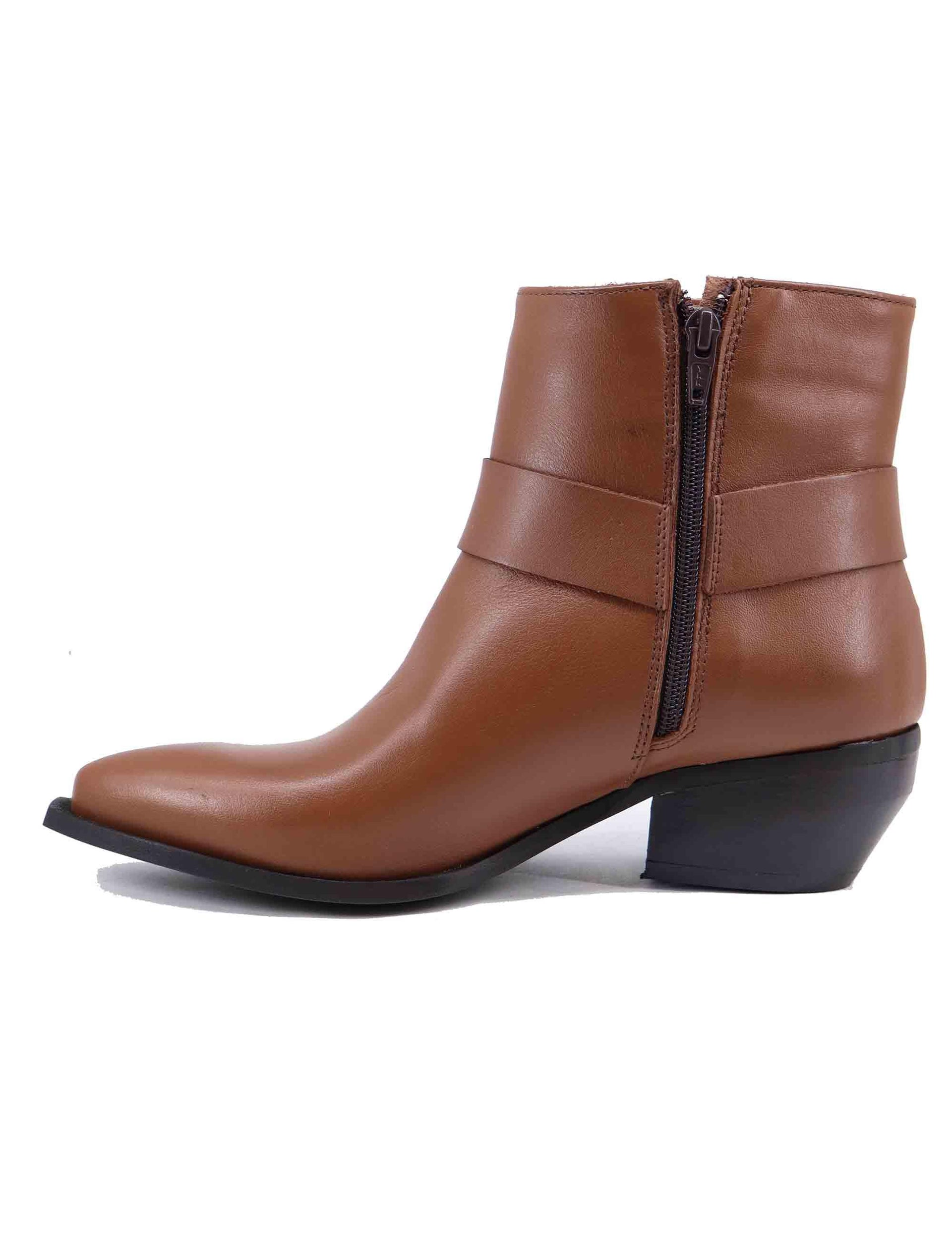 Texani donna in pelle cuoio con borchie argento ELENA 50 014 Spatarella 