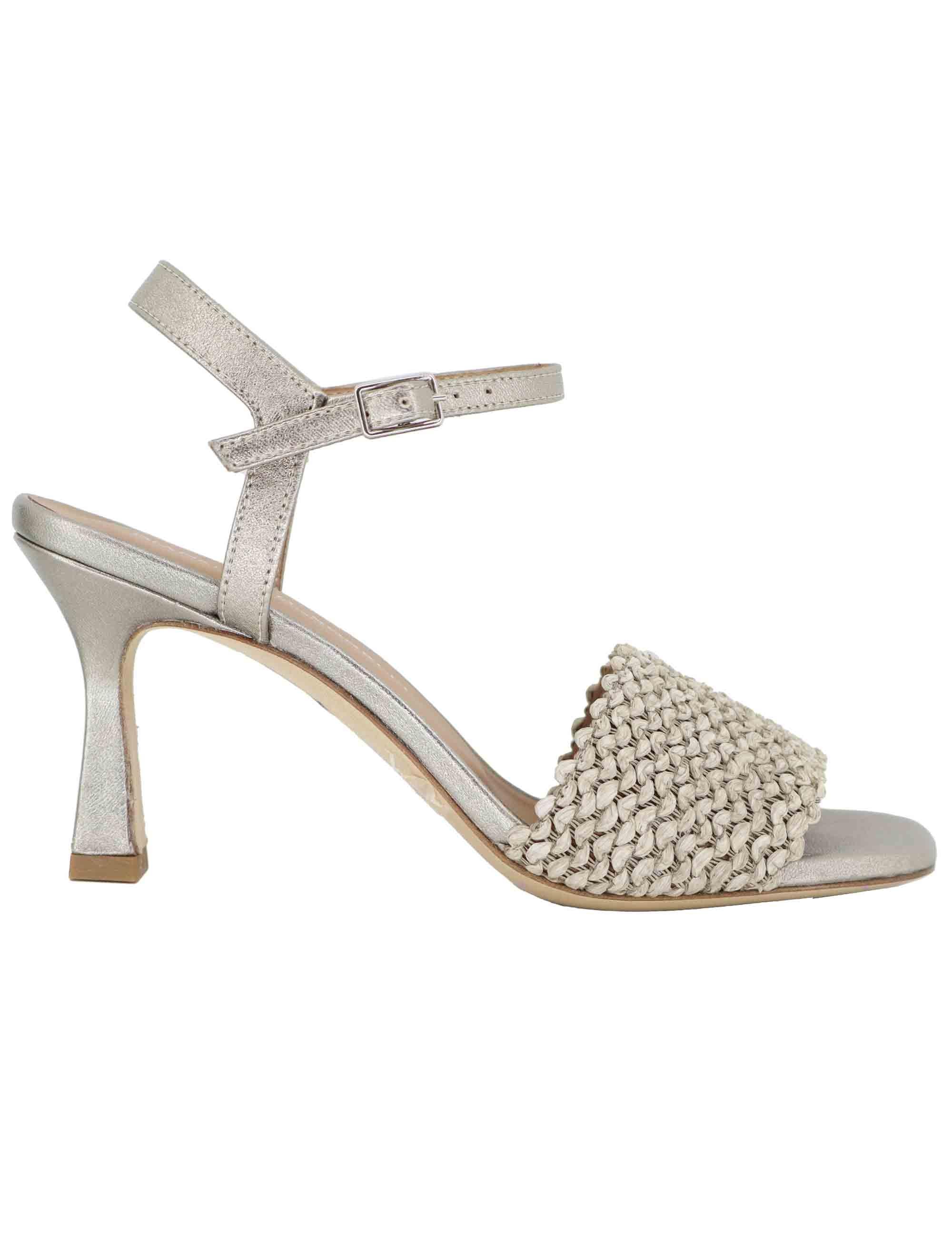 Sandali donna in pelle argento con tacco alto 2233 5 Gianmarco Sorelli 