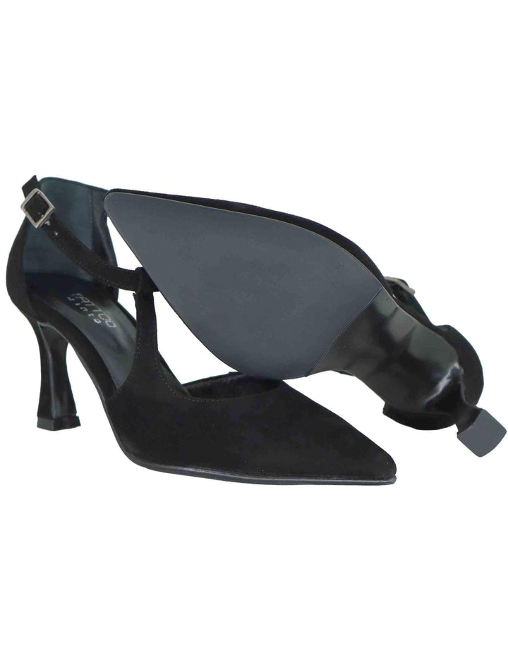 Decollete donna Mary Jane in camoscio nero con cinturino obliquo tacco alto A102 001 Tattoo 