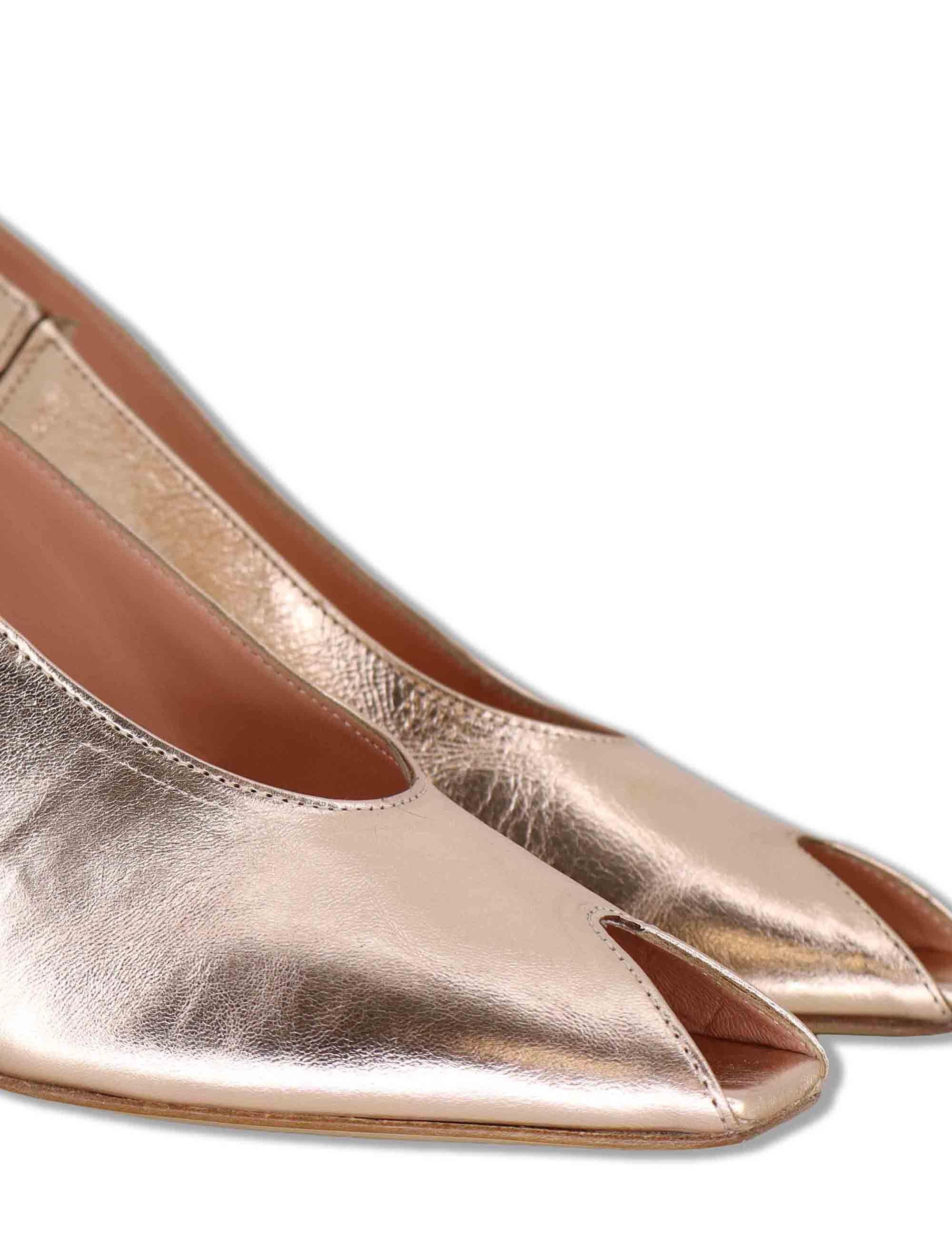 Sandali slingback donna in pelle lame oro tacco alto SP2500 300 Spatarella 