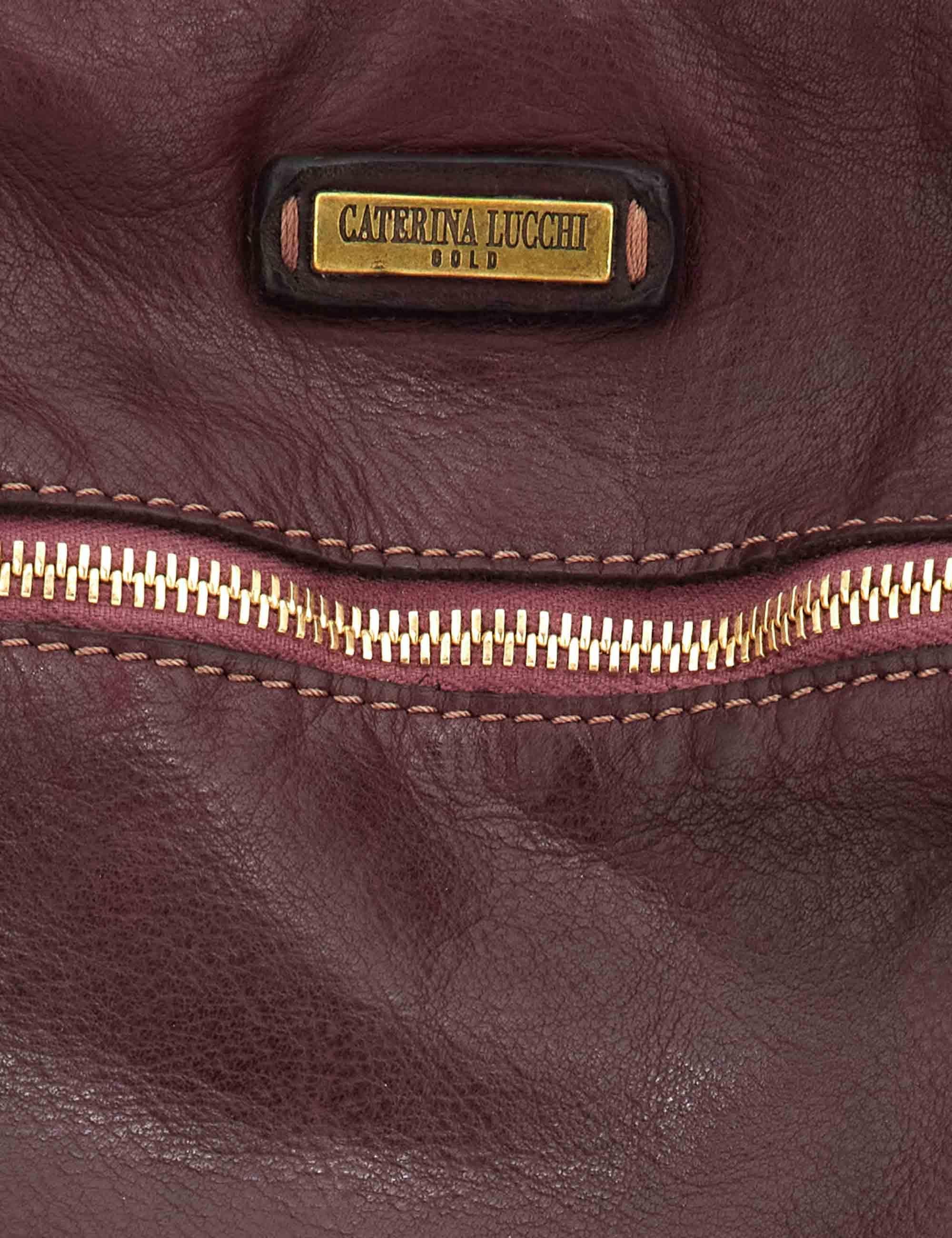 Borsa donna a spalla maxi Ada in pelle e camoscio prugna multi riga L012943ND X2917 C3507 Caterina Lucchi 