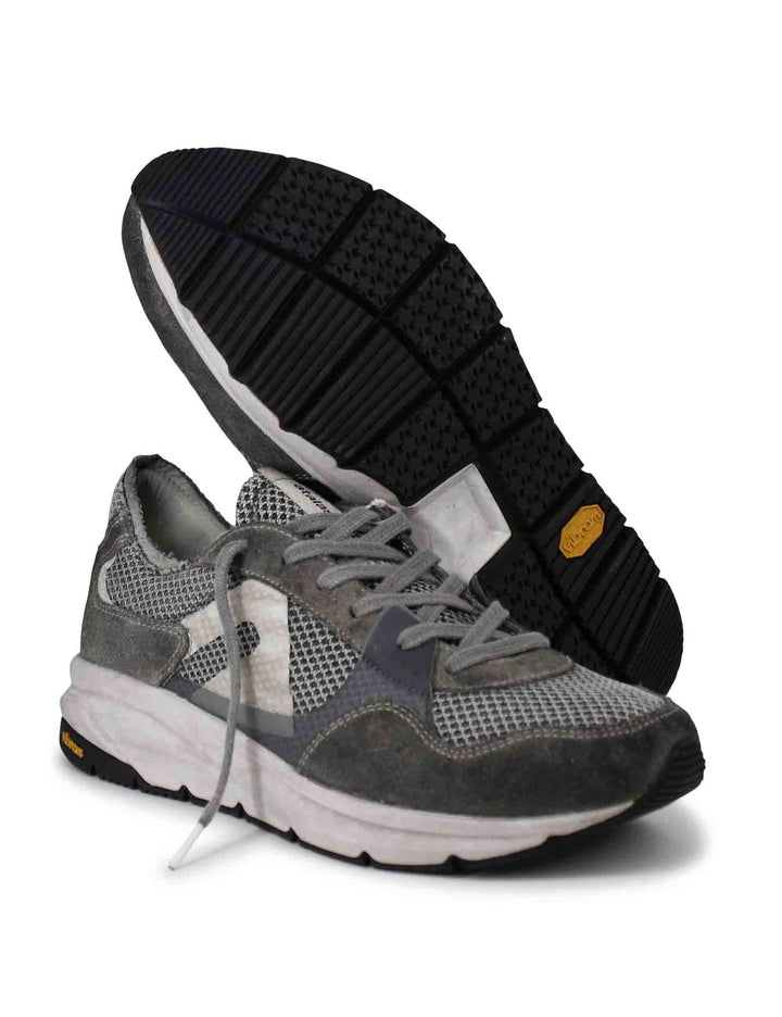 Sneakers uomo in tessuto tecnico grigio con camoscio in tinta e suola vibram 11011 315B Atala 