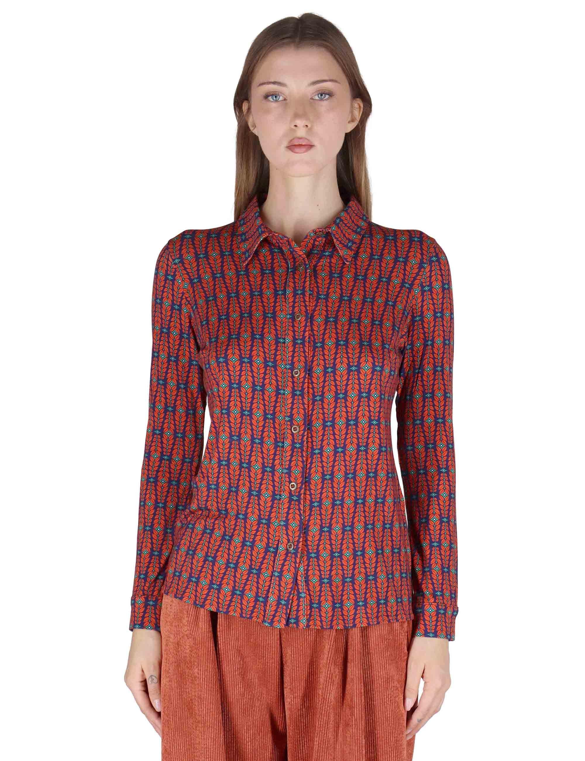 Camicie donna in jersey blu a fantasia a maniche lunghe JABCM0025-F1050 5020 Justmine 