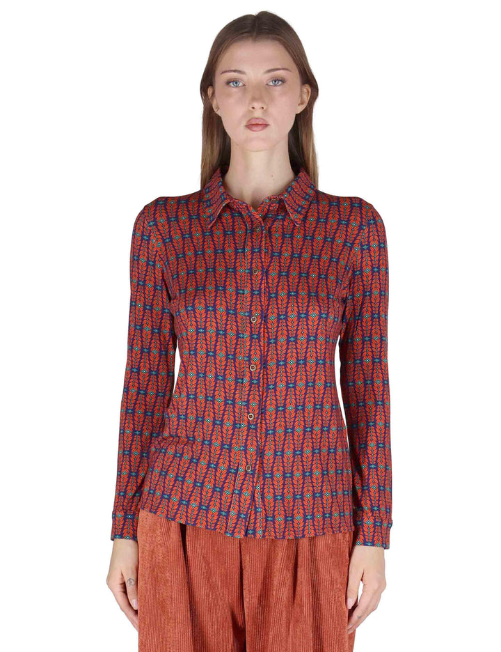 Camicie donna in jersey blu a fantasia a maniche lunghe JABCM0025-F1050 5020 Justmine 