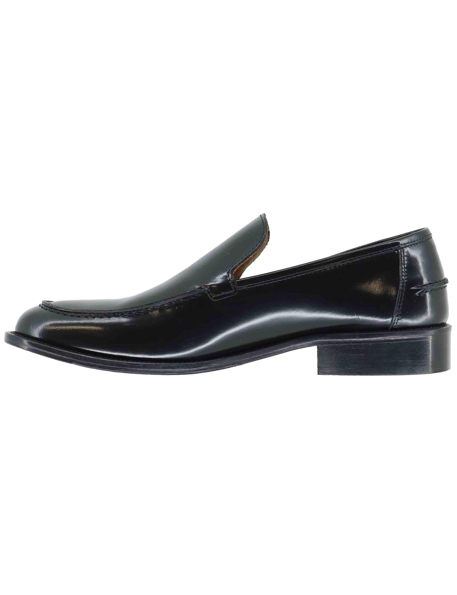 Mocassini uomo in pelle nera con suola in cuoio OXFORD 5 001 Rogal's 