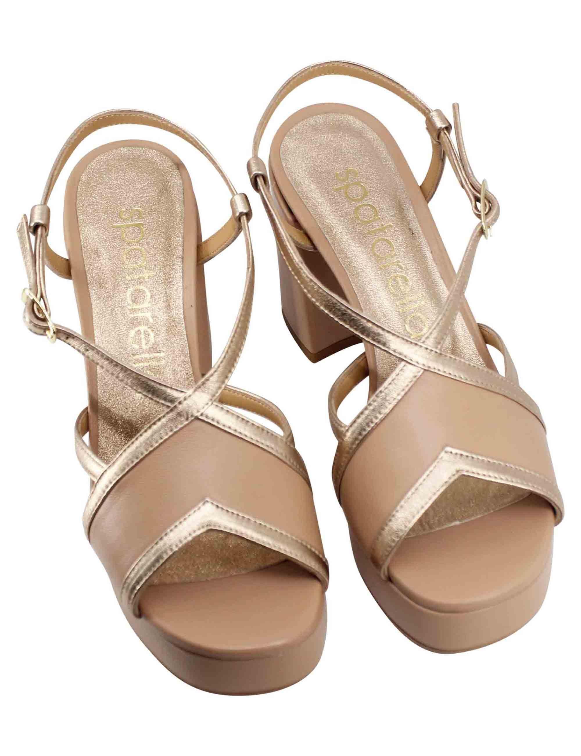Sandali slingback donna in pelle nude tacco alto e plateau SP863 300 Spatarella 