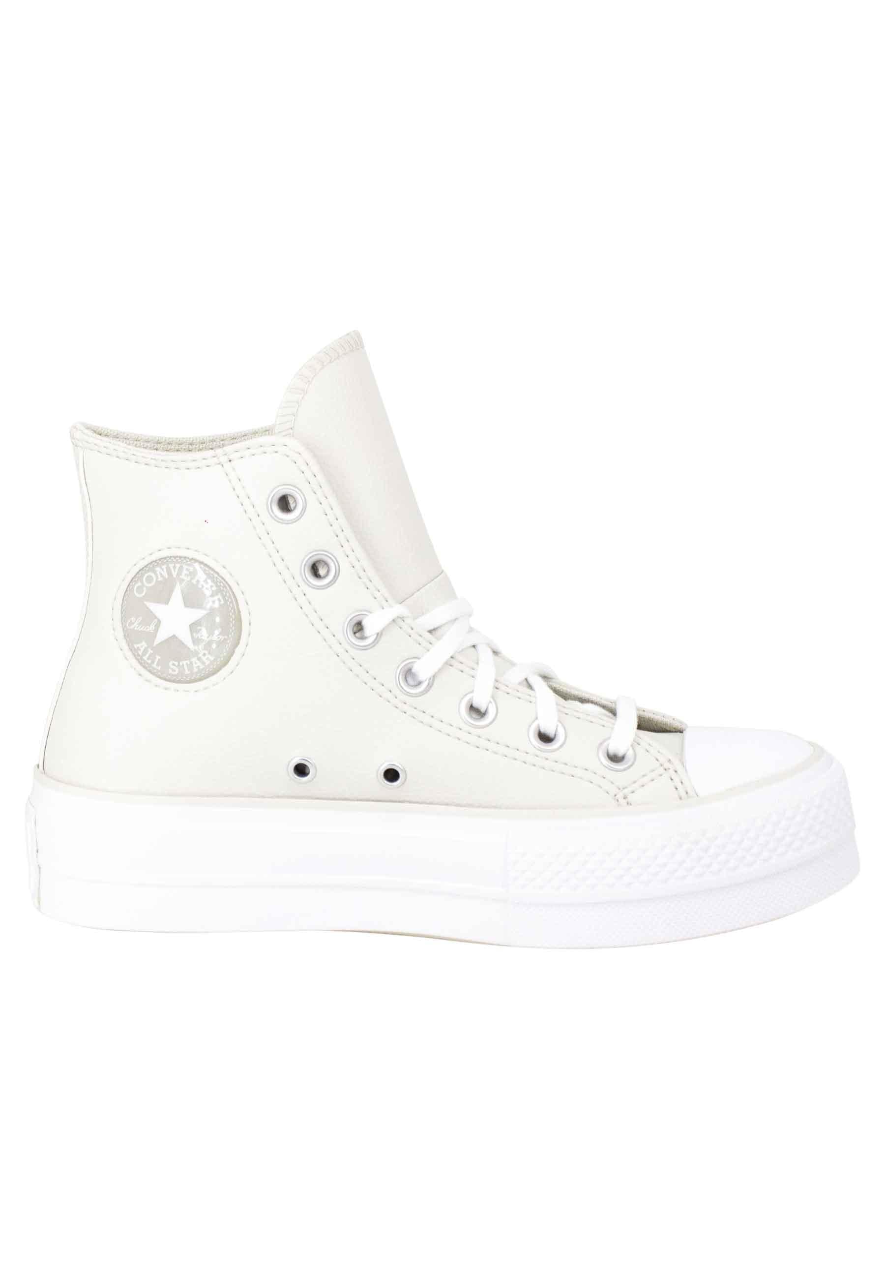 Sneakers donna Chuck Taylor Pearl Patchin pelle avorio fondo zeppa alto Chuck Taylor All Star Pearl Patch A00902C Converse 