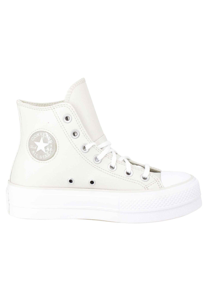 Sneakers donna Chuck Taylor Pearl Patchin pelle avorio fondo zeppa alto Chuck Taylor All Star Pearl Patch A00902C Converse 