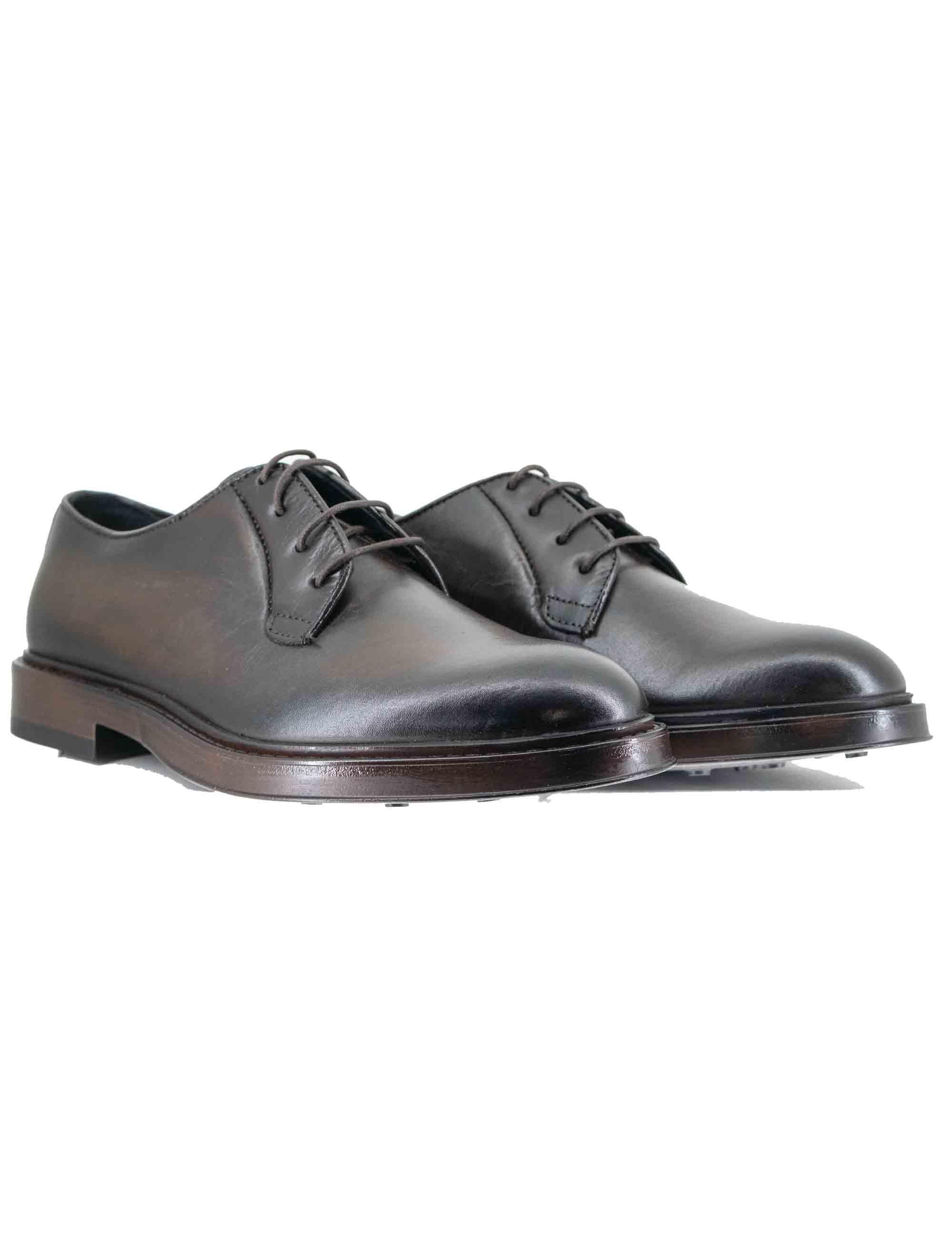 Stringate uomo in pelle marrone con suola in gomma cucita SP1145 014 Spatarella 