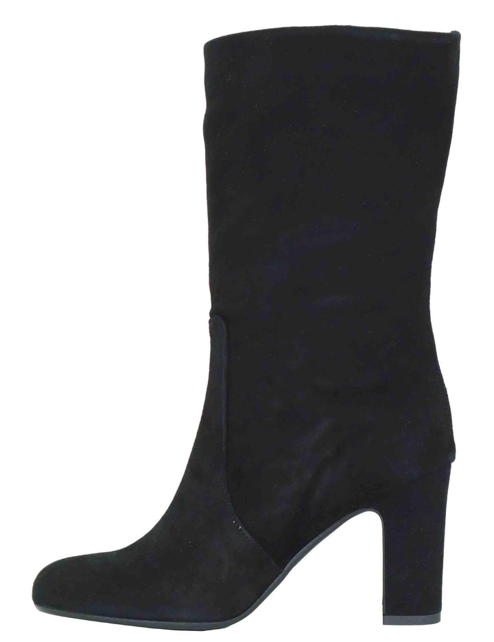 Stivaletti donna in camoscio nero a tubo con tacco alto 3350 001 Les Venues 