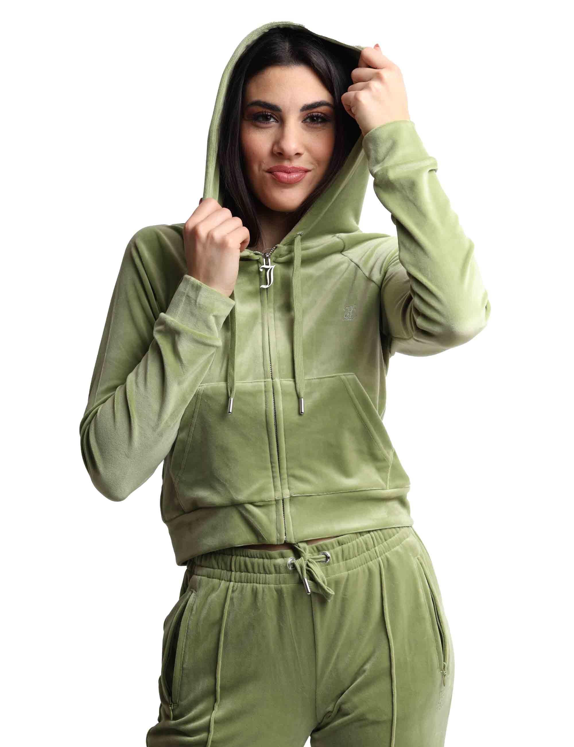 Felpe donna Madison in tessuto verde con cappuccio e zip VIJH70194WPF J93 Juicy Couture 